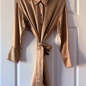 Banana Republic Silk Dress in Gold - Tan